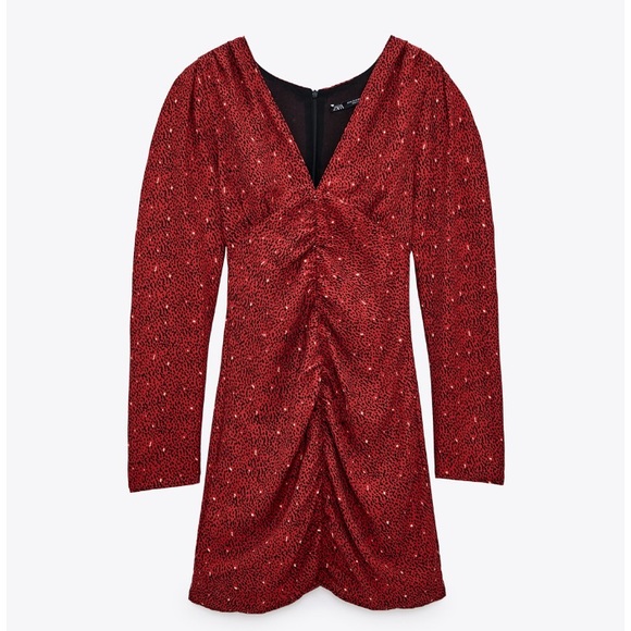 ZARA ruching Printed dress - Picture 9 of 14